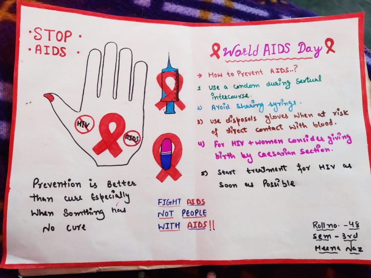 Red Ribbon Club of GDC Billawar celebrated World Aids Day on 1st Dec 2021 on the theme â€œEnd inequalities, End Aids, End Pandemics