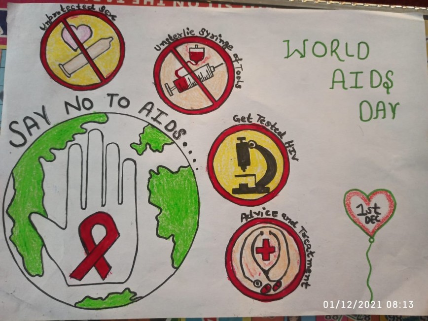 Sketch drawing poster to world AIDS day with hands keeping red r - Stock  Image - Everypixel